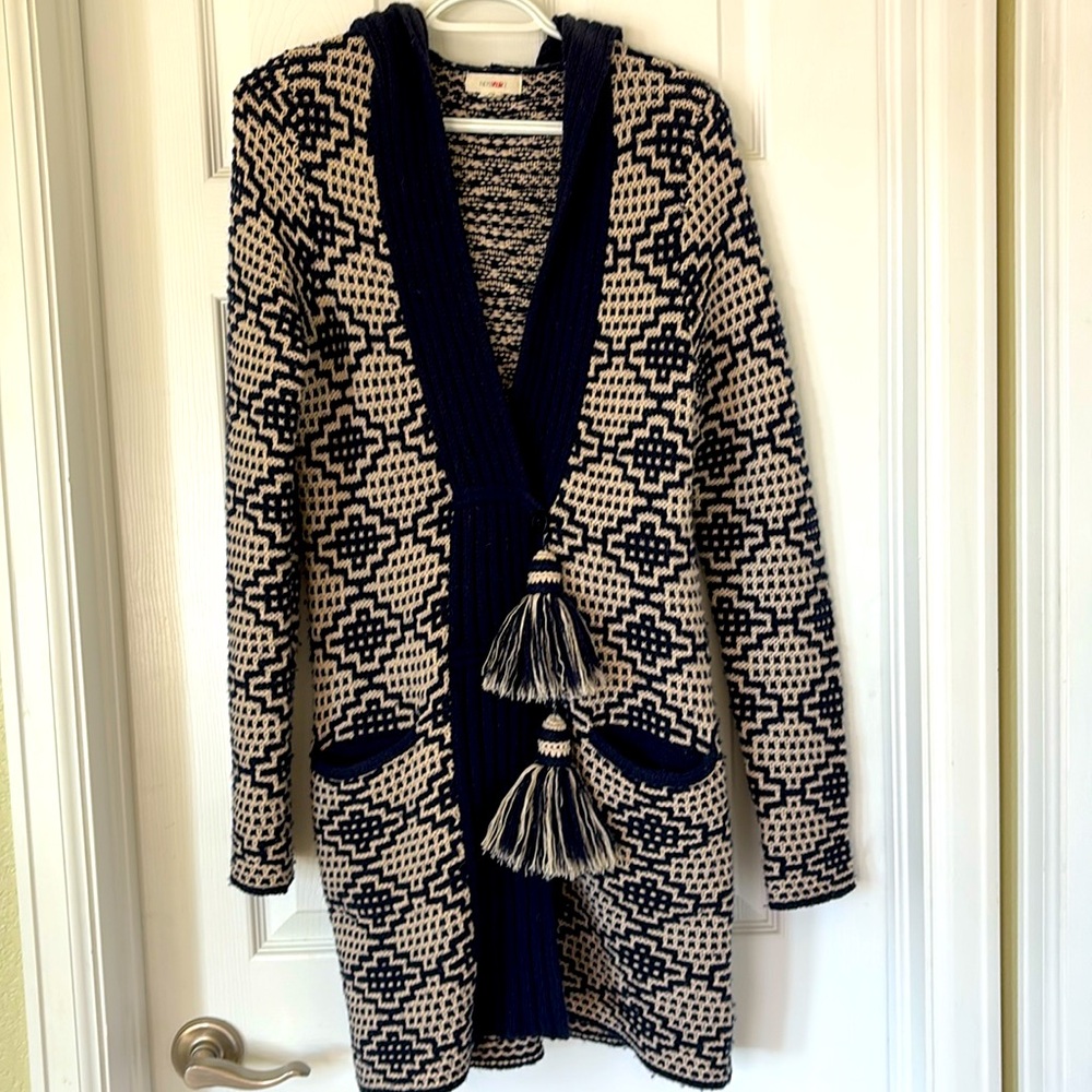 Anthropologie Fiets Voor 2 Tasseled Sweater Coat Cardigan with Pockets a…